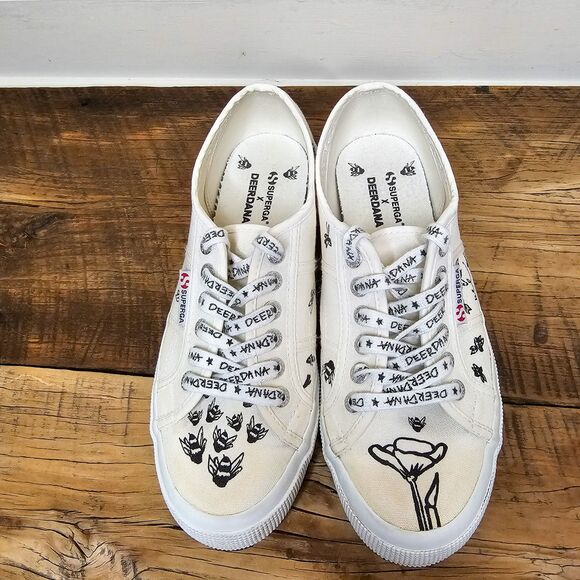 Superga X DeerDana White Canvas Bee & Flower Sneaker Size 8 Style# S00E1E0 - Picture 10 of 11